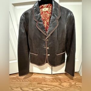 New without tags! Women’s leather blazer by June. Size small. Dark chocolate.